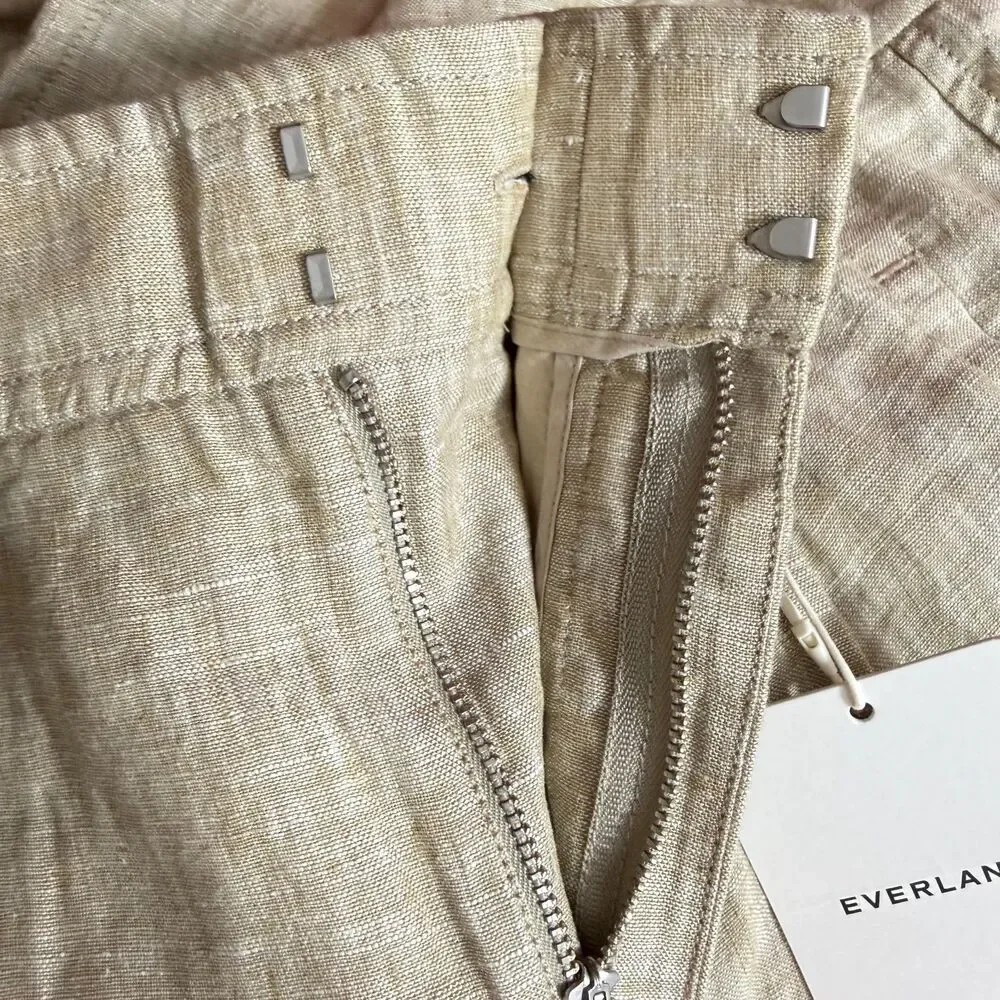 EVERLANE The Linen Way High Drape Pant 10 Cornstalk Chambray Wide Leg NWT B96